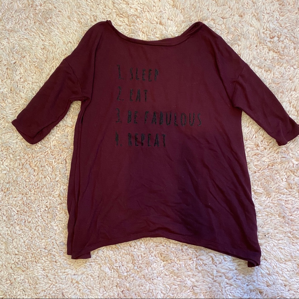 Maroon comfy 3 quarter sleeved shirt